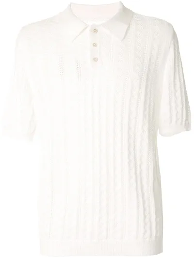 Maison Margiela Crochet Short-sleeved Polo Shirt In White