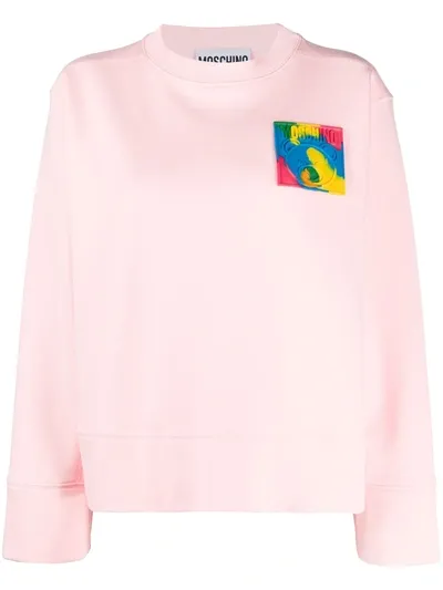 Moschino Appliquéd Cotton-jersey Sweatshirt In Pink