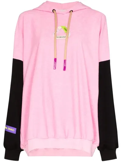 Natasha Zinko X Duo Two-tone Cotton Hoodie In Pink