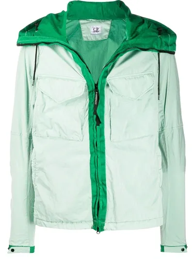 C.p. Company Contrast-panel Washed Jacket In Green