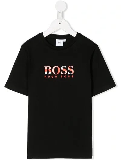 Hugo Boss Kids' Logo Print T-shirt In Black