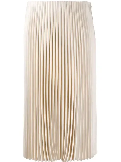 Theory Pleated Midi Skirt In Neutrals