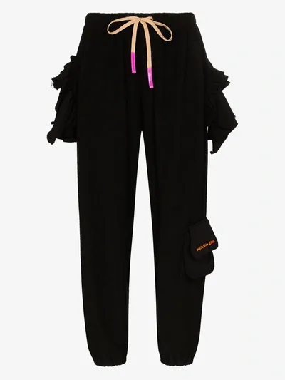 Natasha Zinko Ruffle-detail Sweatpants In Black