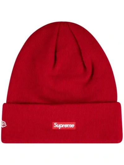 Supreme X New Era S Logo Beanie In Red