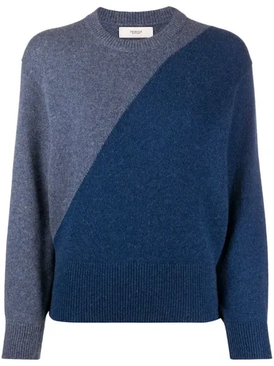 Pringle Of Scotland Two-tone Blouson-sleeved Sweater In Blue