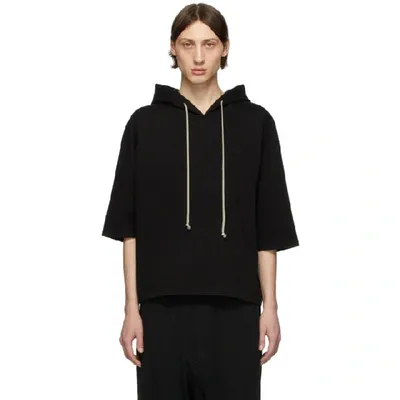 Rick Owens Drkshdw Oversized Half-sleeve Hoodie In 09 Blk