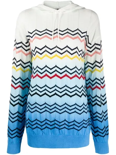 M Missoni Zig Zag Print Hoodie In White