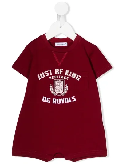 Dolce & Gabbana Dg Royals-print Babygrow In Red