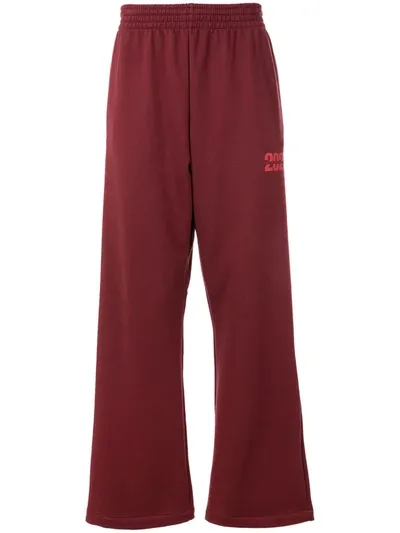 Martine Rose Wide-leg Logo-print Loopback Cotton-jersey Sweatpants In Red