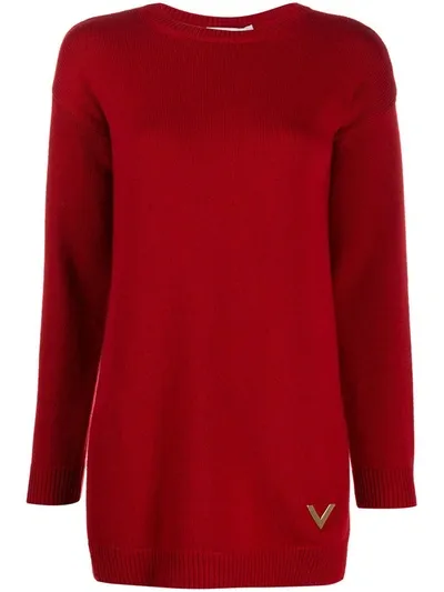 Valentino Vgold Cashmere Jumper In Red