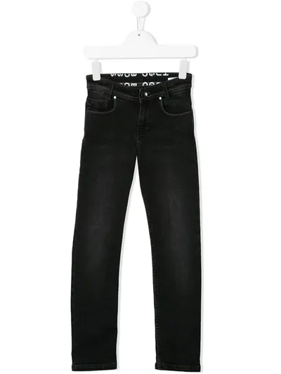 Hugo Boss Kids' Stonewashed Slim-fit Jeans In Black