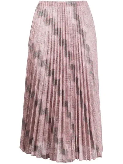 M Missoni Zig-zag Pleated Skirt In Pink