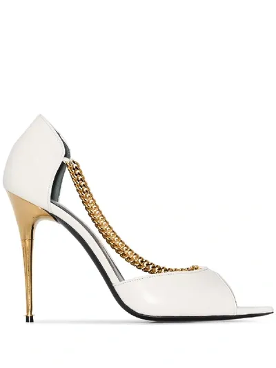 Tom Ford 105mm Chain Strap Sandals In White