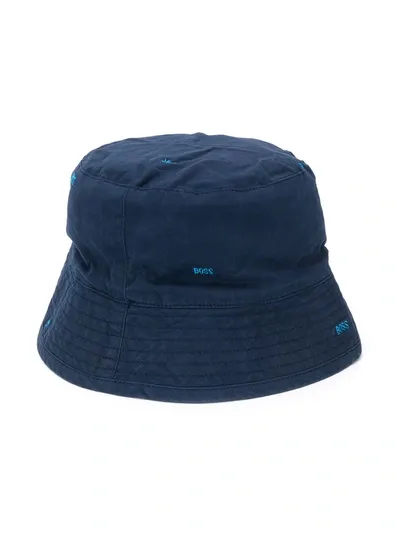 Hugo Boss Kids' Embroidered Logo Sun Hat In Blue