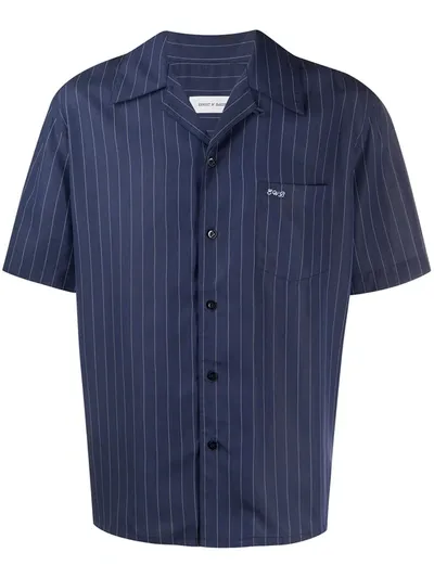 Ernest W Baker Pinstripe Bowling Shirt In Blue