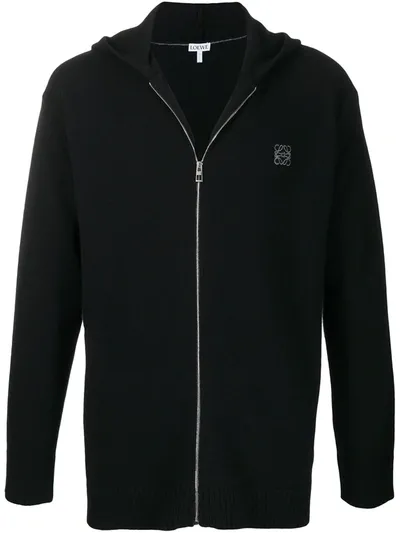 Loewe Anagram Zip Hoodie In Black