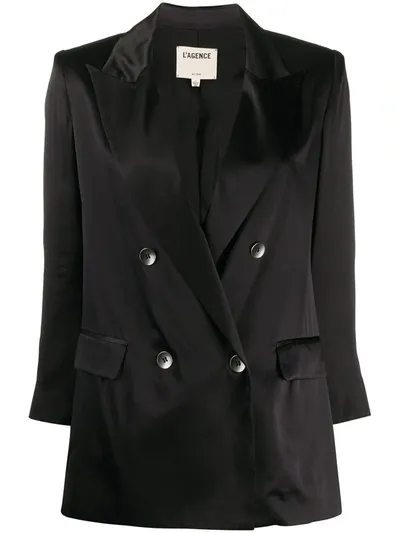 L Agence Peaked Lapel Blazer In Black