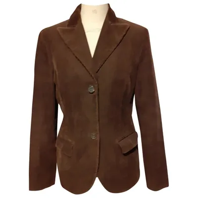 Pre-owned Hugo Boss Velvet Blazer In Brown