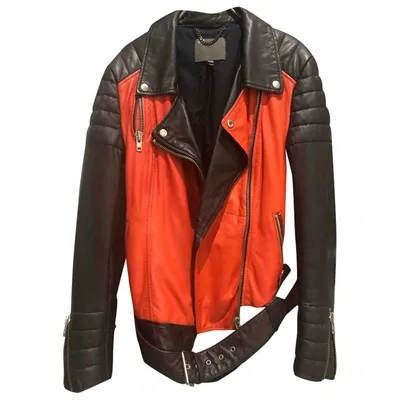 Pre-owned Muubaa Leather Biker Jacket In Black