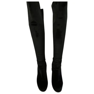 Pre-owned Stuart Weitzman Velvet Boots In Black