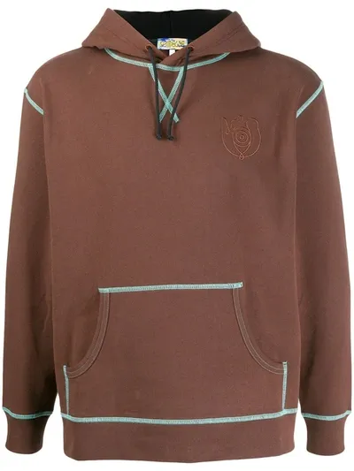 Loewe Contrast Stitch Hoodie In Brown