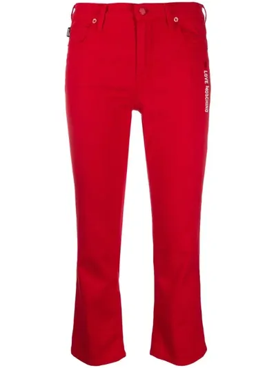 Love Moschino Cropped Skinny Fit Jeans In Red