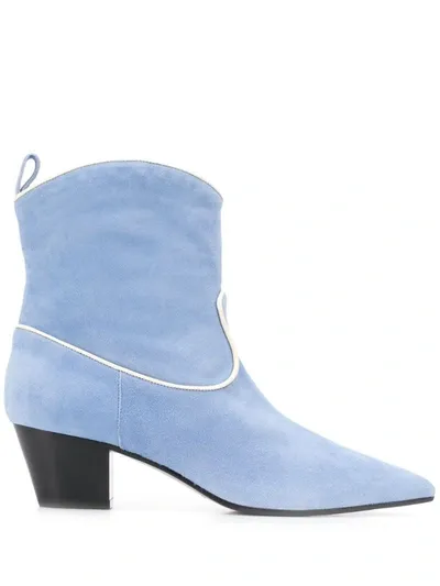 L'autre Chose Piped Trim 55mm Ankle Boots In Blue