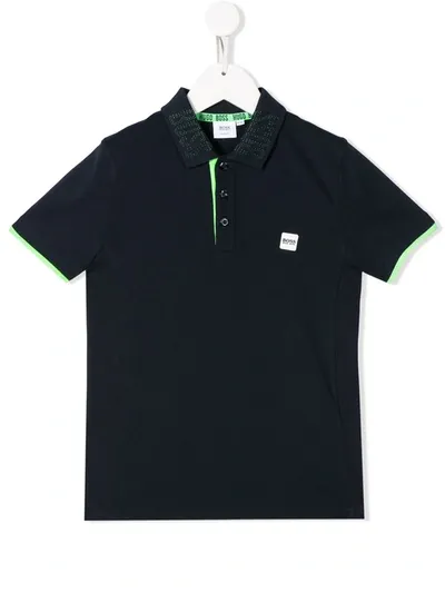 Hugo Boss Kids' Logo Printed Polo Shirt In Blue