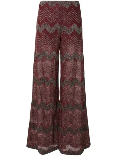 M Missoni Zigzag Embroidered Trousers In Pink