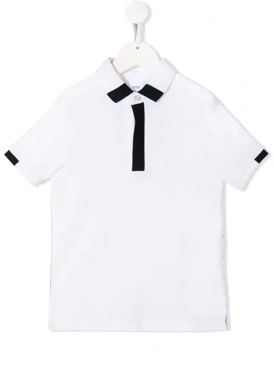 Hugo Boss Kids' Contrasting Side Panel Polo Shirt In White