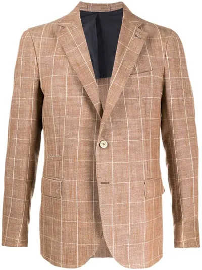 Eleventy Checked Tailored Blazer In Brown