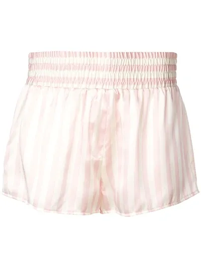 Morgan Lane Striped Silk Charmeuse Pajama Shorts In Pink,cream