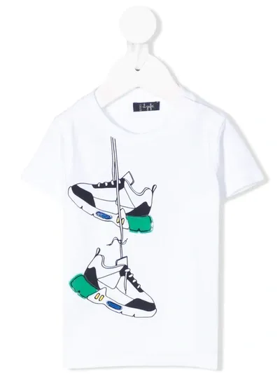 Il Gufo Babies' Sneakers Print T-shirt In White