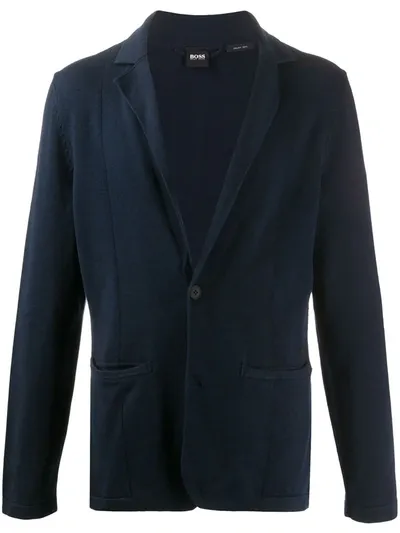 Hugo Boss Hooper Checked Wool Blazer In Blue