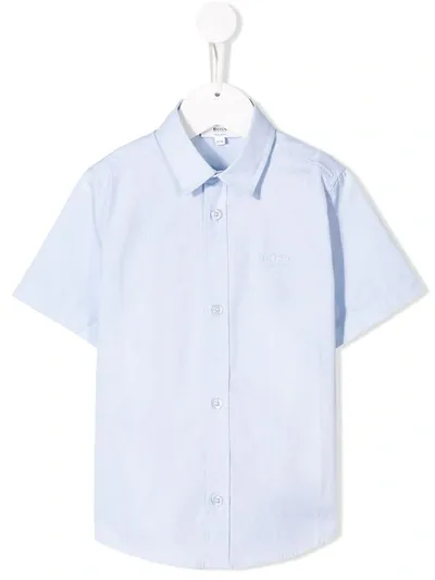 Hugo Boss Kids' Short Sleeved Logo Shirt In Blue