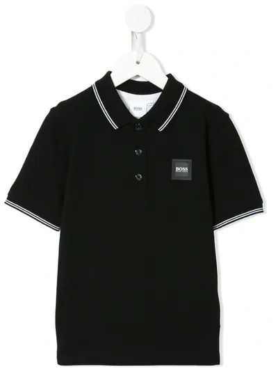 Hugo Boss Kids' Piqué Polo Shirt In Black