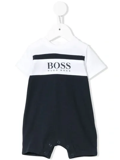 Hugo Boss Babies' Logo Print Colour Block Shortie In Blue