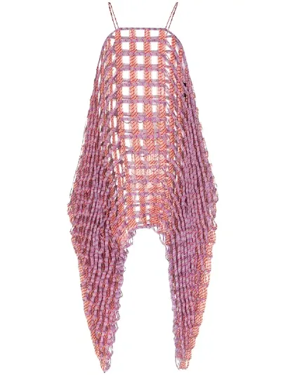 Susan Fang Macerame Airweave Woven Dress In Pink