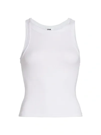 Lna Dylan Rib-knit Fitted Tank Top In White