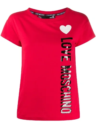 Love Moschino Short-sleeved T-shirt With Logo Print In Red