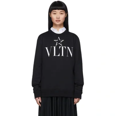 Valentino Vtlnstar Logo Graphic Cotton Jersey Sweatshirt In 0ni Nero/bi