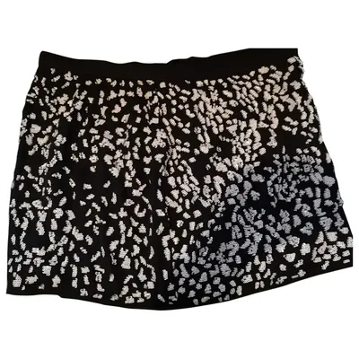 Pre-owned Haute Hippie Glitter Mini Skirt In Black