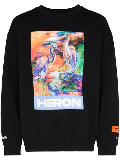 Heron Preston Mens Black / Multi Heron Print Long Sleeve T-shirt