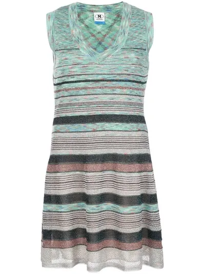 M Missoni Striped Knit Dress In Green