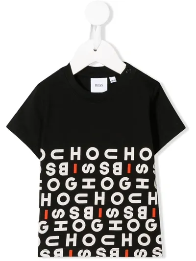 Hugo Boss Babies' All-over Logo T-shirt In Black