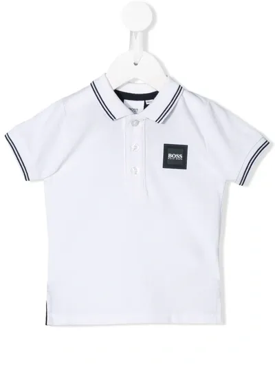 Hugo Boss Babies' Logo Patch Polo Shirt In White