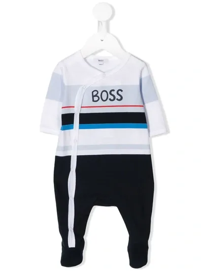 Hugo Boss Babies' Striped Pajamas In Blue