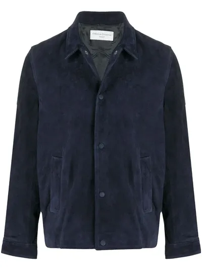 Officine Generale Suede Bomber Jacket In Blue