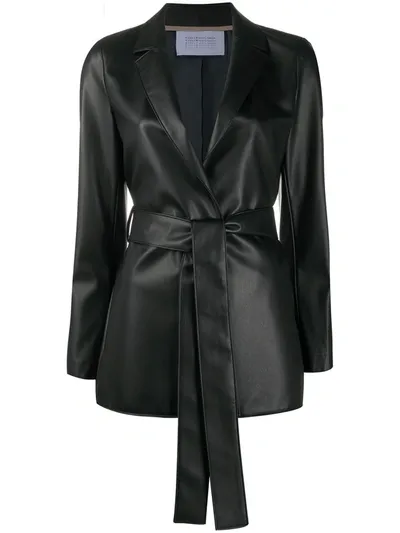 Harris Wharf London Belted Notch Lapel Coat In Black