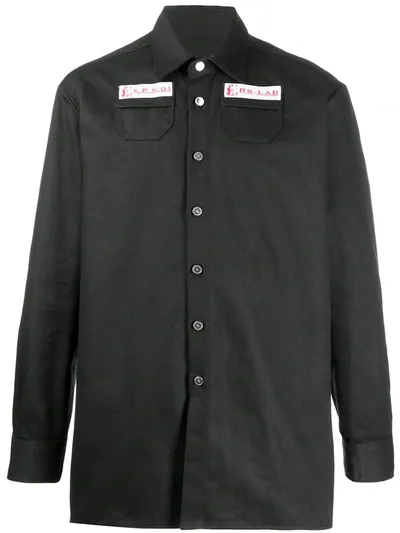 Raf Simons Patch Details Oversized Shirt In Black